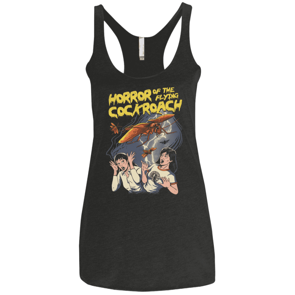 T-Shirts Vintage Black / X-Small Horror of the Flying Cockroach Women's Triblend Racerback Tank