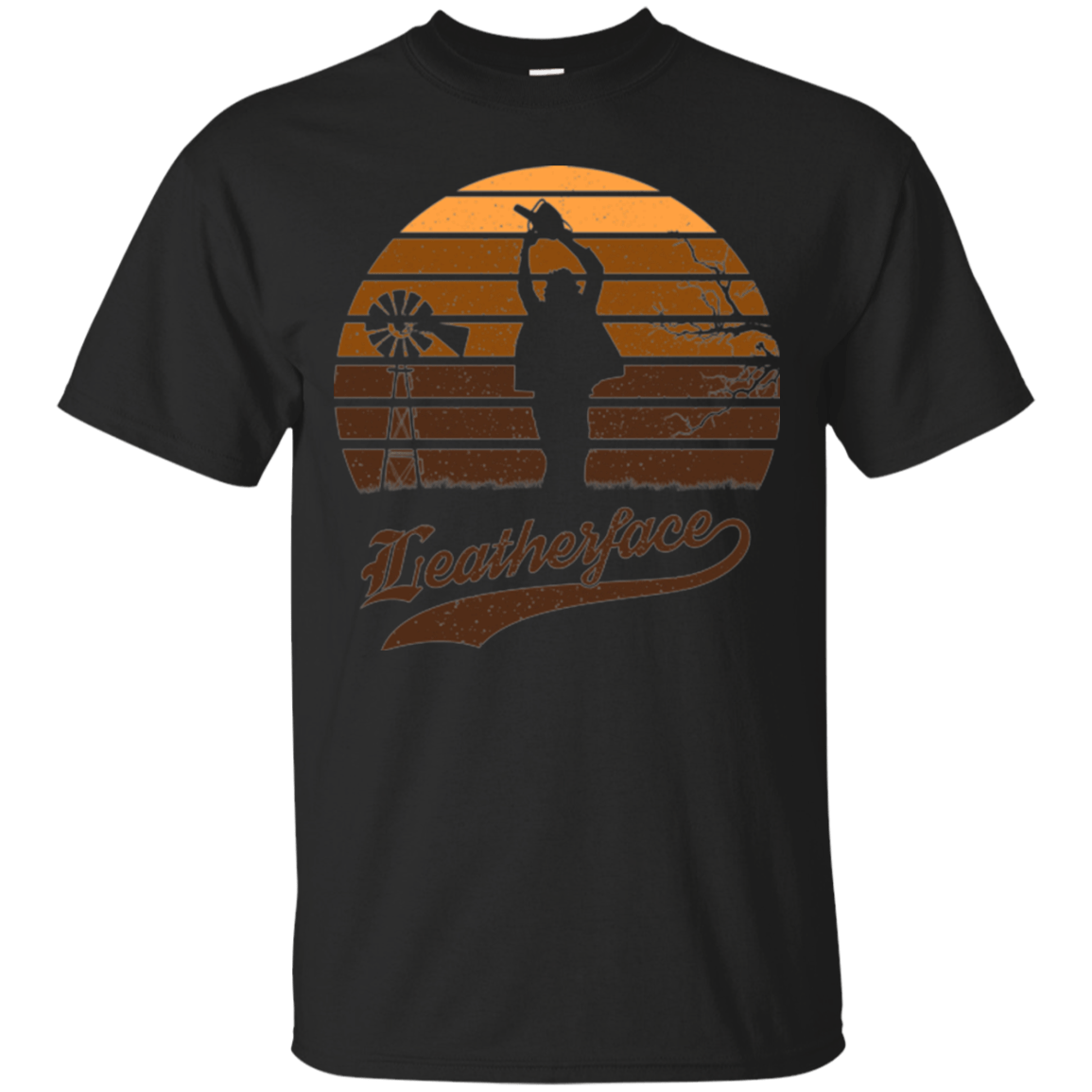 T-Shirts Black / Small Horror Sun Set Leatherface T-Shirt