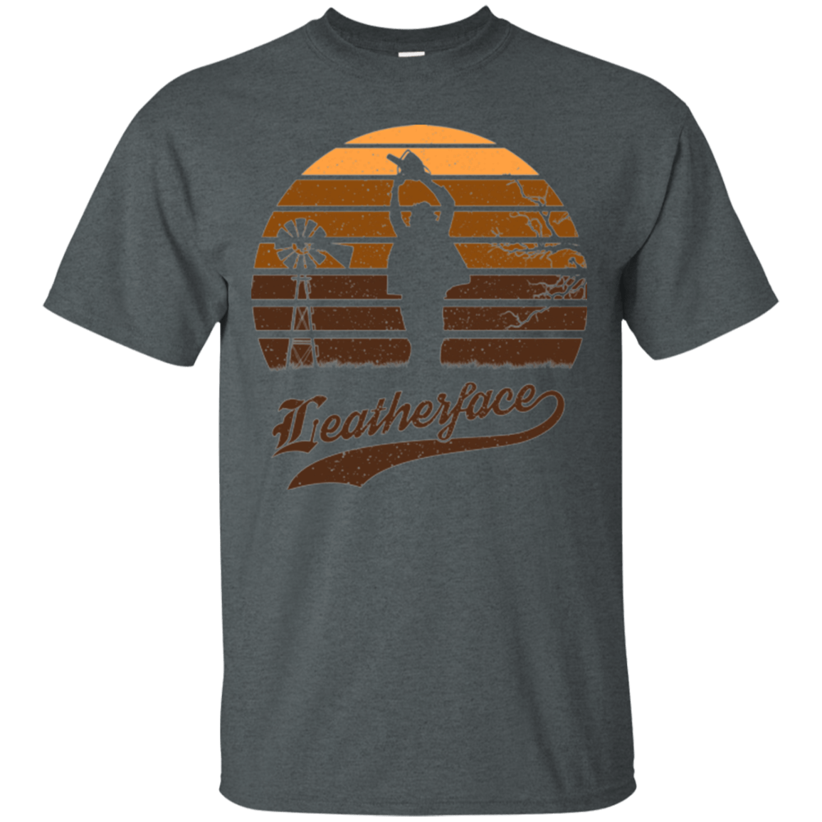 T-Shirts Dark Heather / Small Horror Sun Set Leatherface T-Shirt