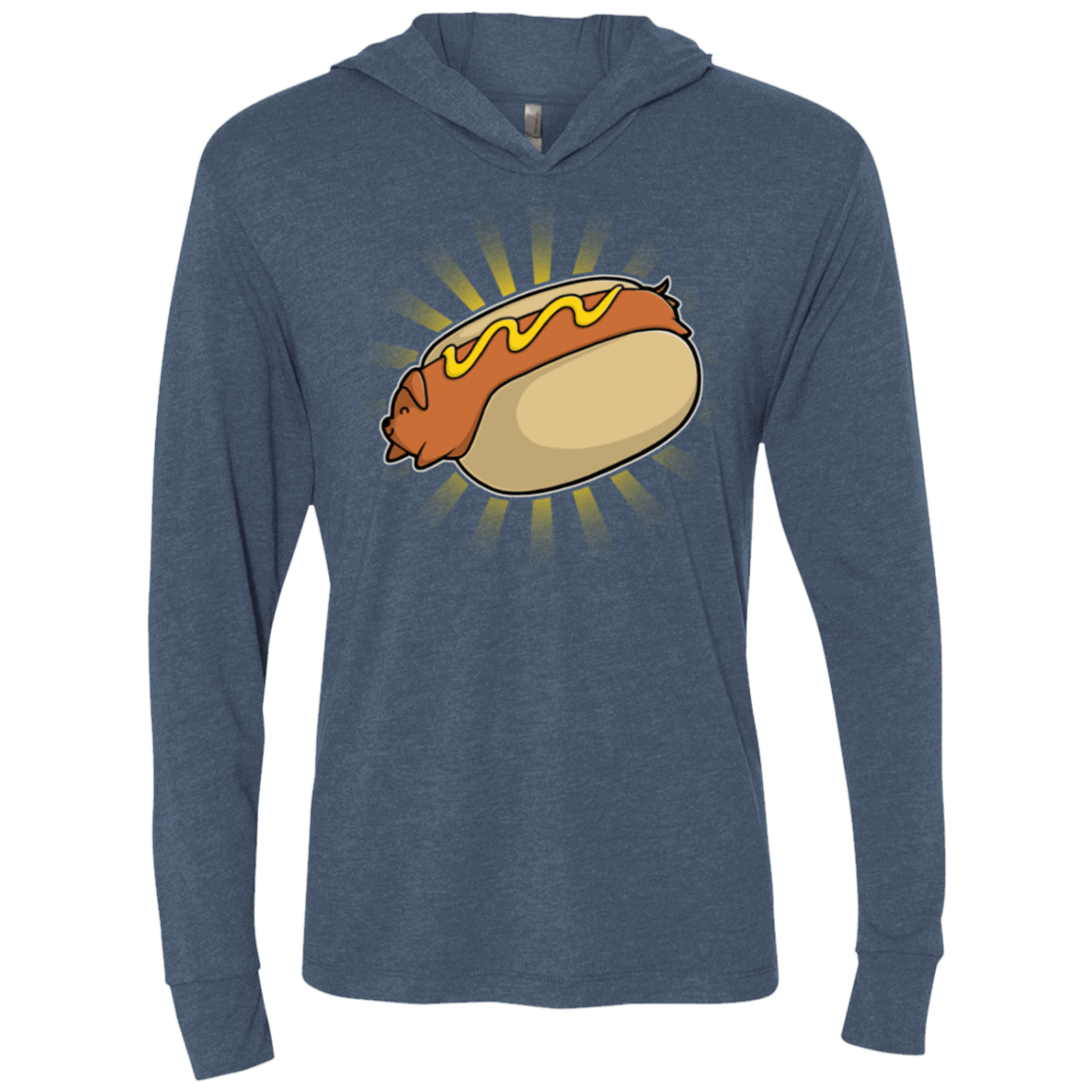 T-Shirts Indigo / X-Small Hotdog Triblend Long Sleeve Hoodie Tee