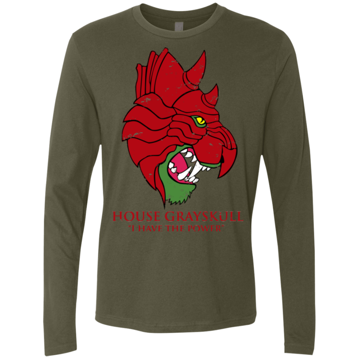 T-Shirts Military Green / Small House GraySkull Men's Premium Long Sleeve