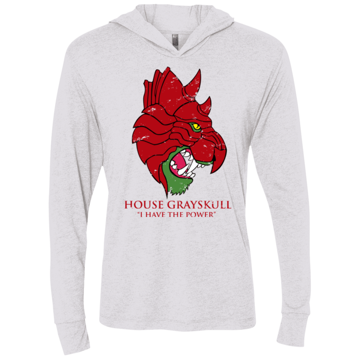 T-Shirts Heather White / X-Small House GraySkull Triblend Long Sleeve Hoodie Tee