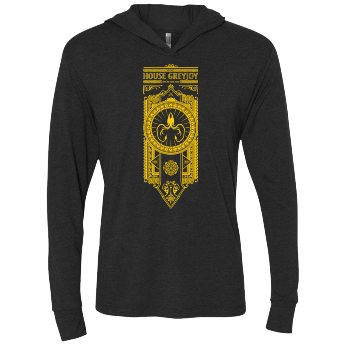 T-Shirts Vintage Black / X-Small House Greyjoy Triblend Long Sleeve Hoodie Tee