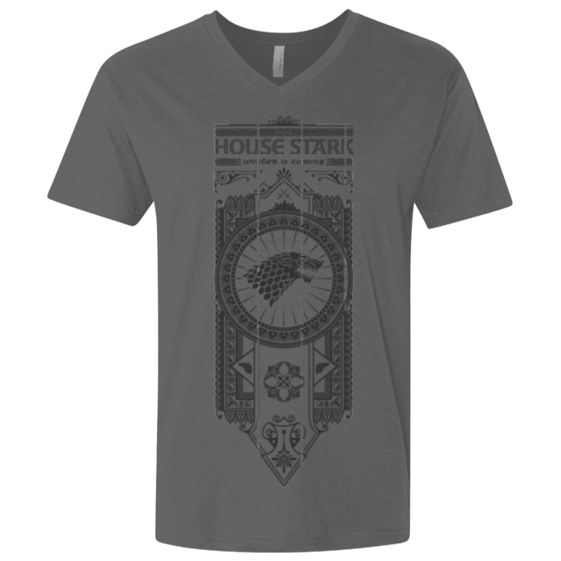 T-Shirts Heavy Metal / X-Small House Stark Black Men's Premium V-Neck