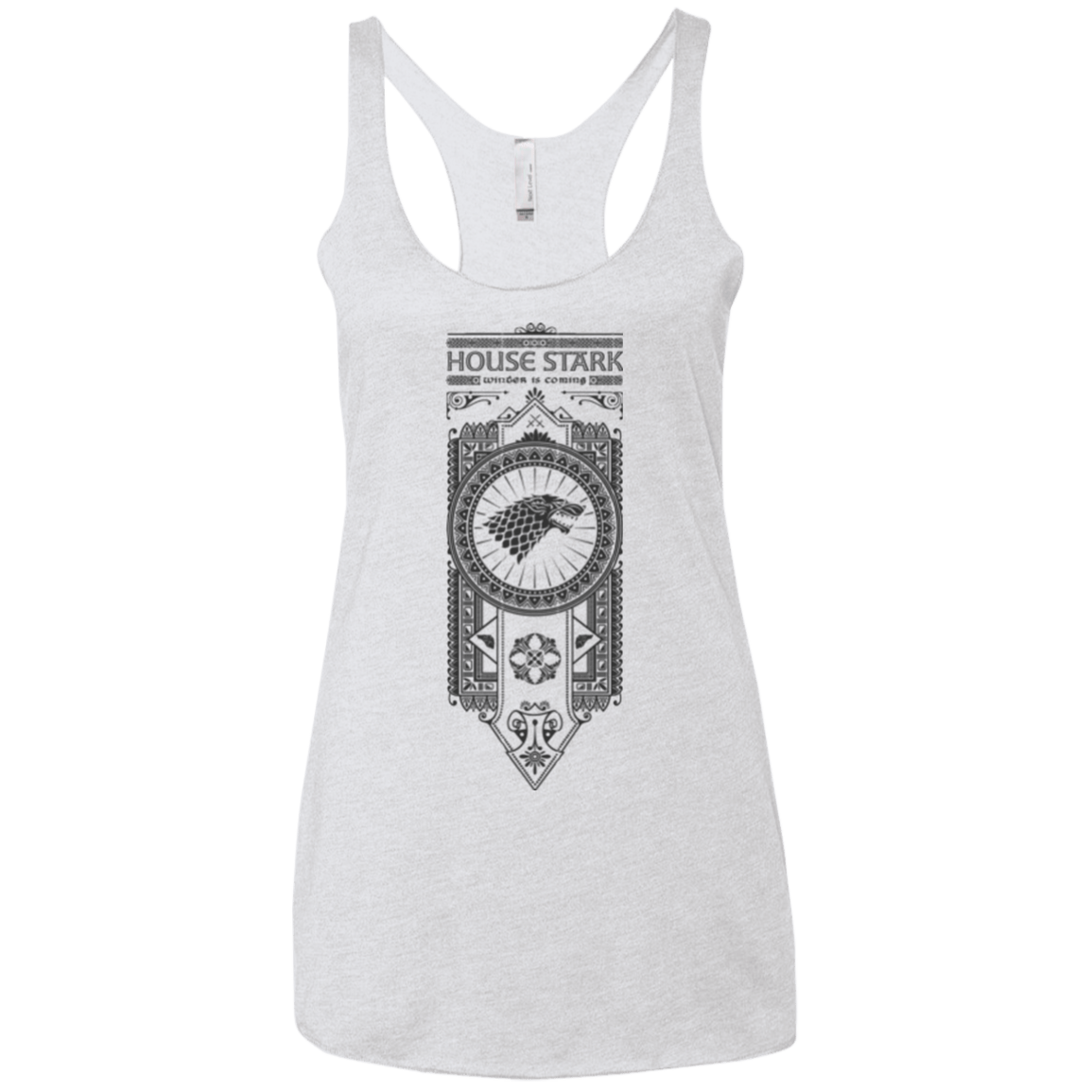 T-Shirts Heather White / X-Small House Stark Black Women's Triblend Racerback Tank