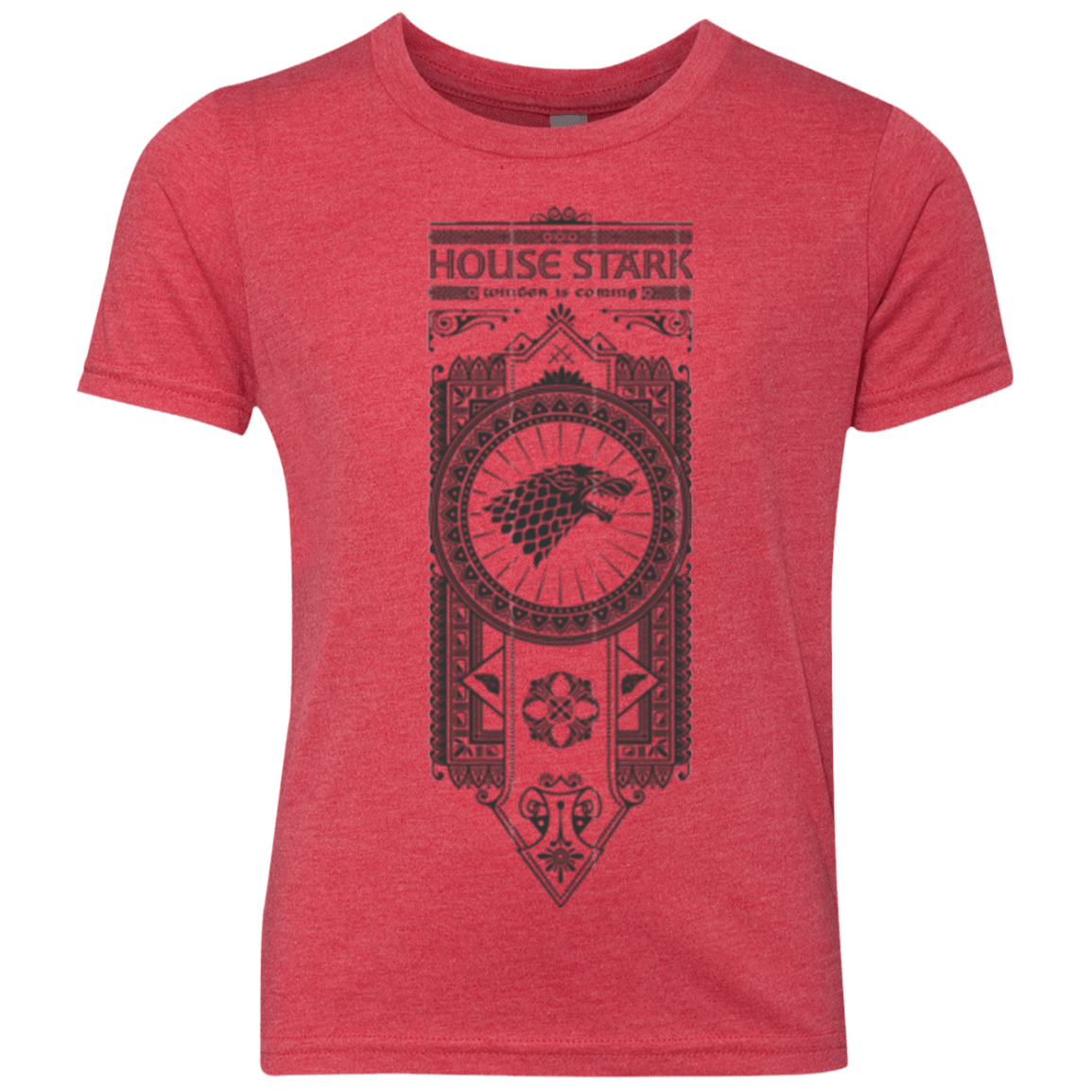 T-Shirts Vintage Red / YXS House Stark Black Youth Triblend T-Shirt