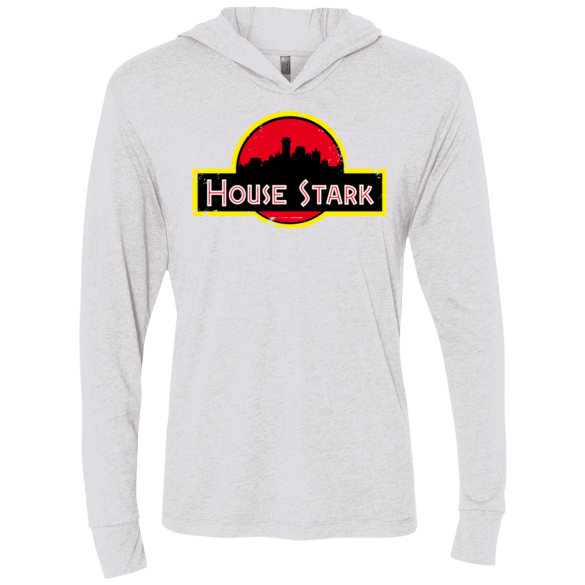 T-Shirts Heather White / X-Small House Stark Triblend Long Sleeve Hoodie Tee