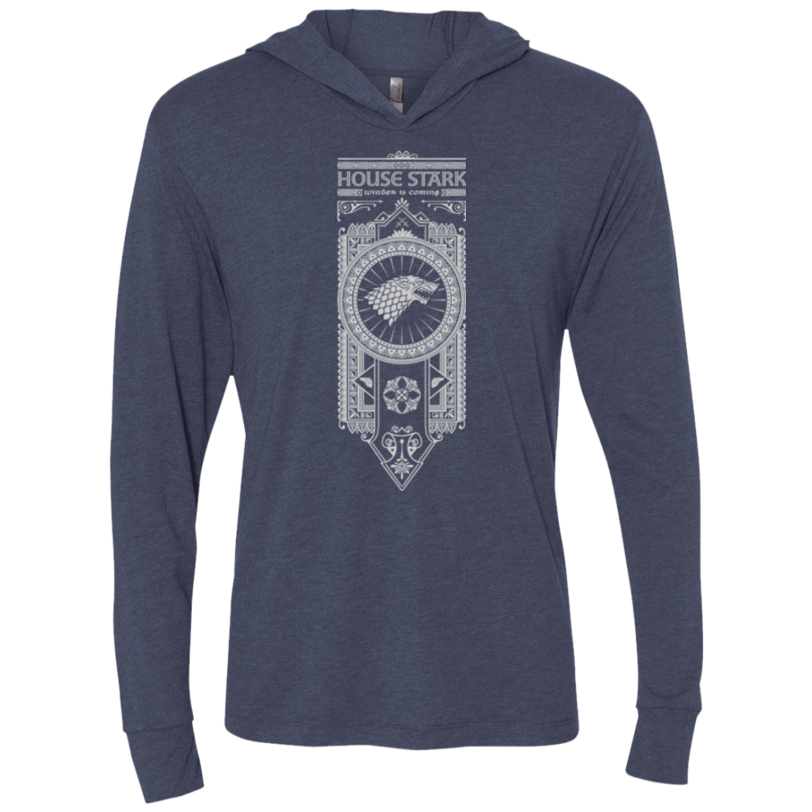 T-Shirts Vintage Navy / X-Small House Stark White Triblend Long Sleeve Hoodie Tee