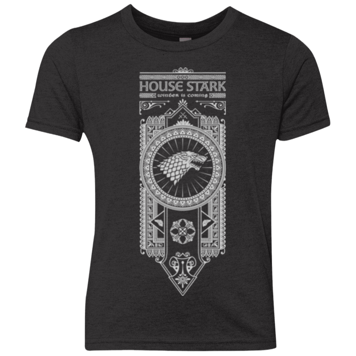 T-Shirts Vintage Black / YXS House Stark White Youth Triblend T-Shirt
