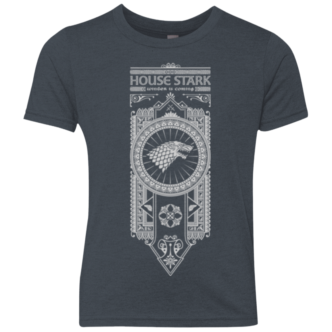 T-Shirts Vintage Navy / YXS House Stark White Youth Triblend T-Shirt