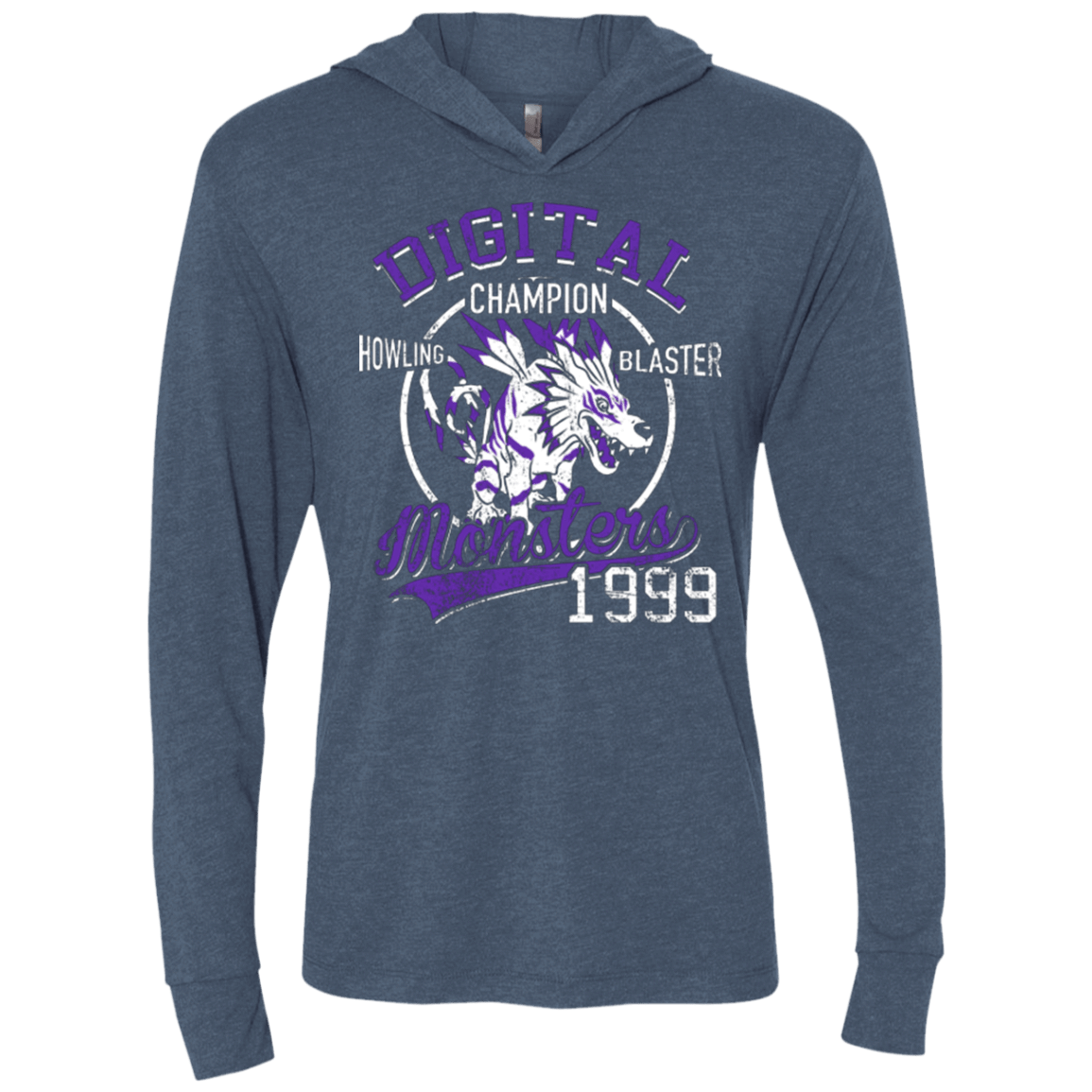 T-Shirts Indigo / X-Small Howling Blaster Triblend Long Sleeve Hoodie Tee