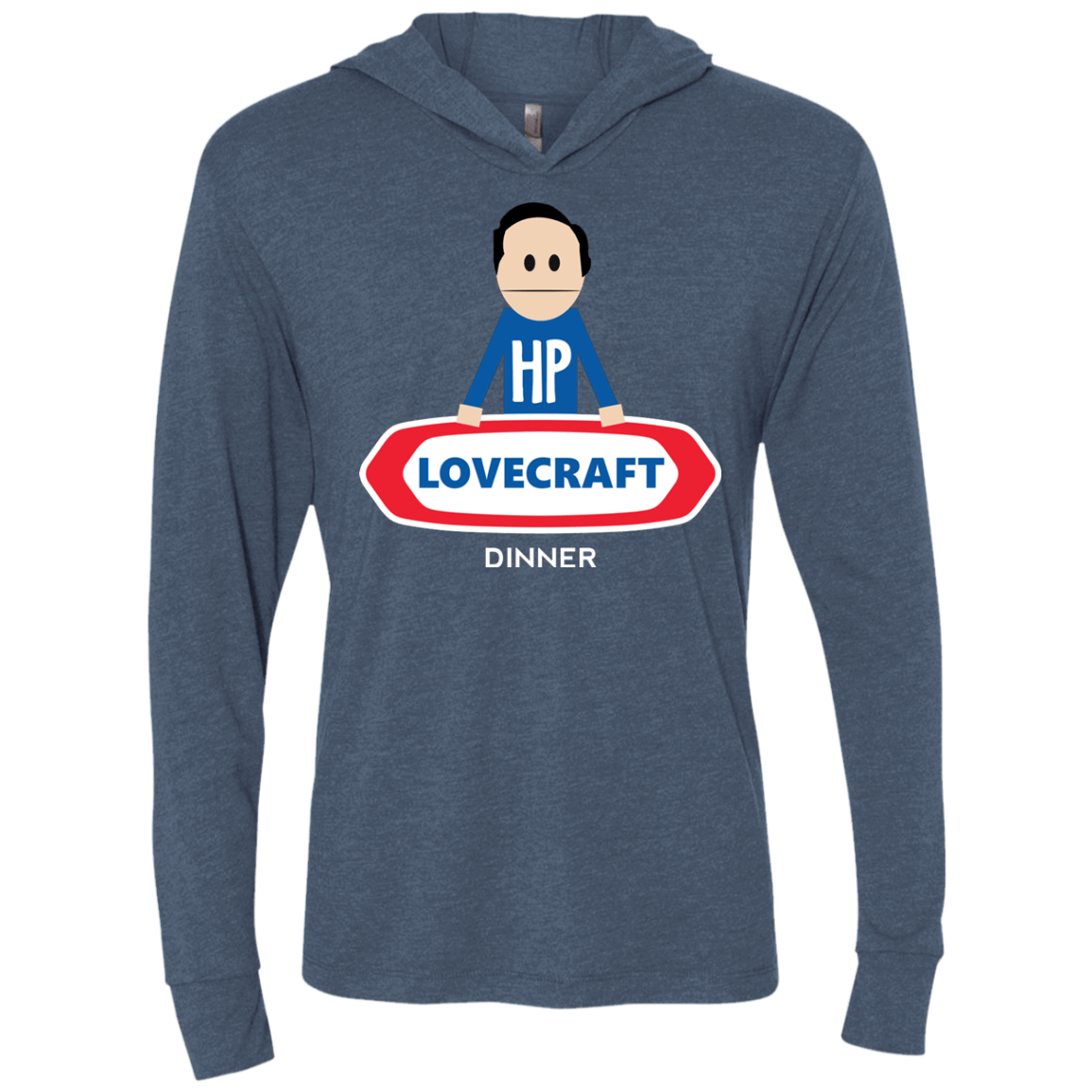 T-Shirts Indigo / X-Small HP LoveCraft Dinner Triblend Long Sleeve Hoodie Tee