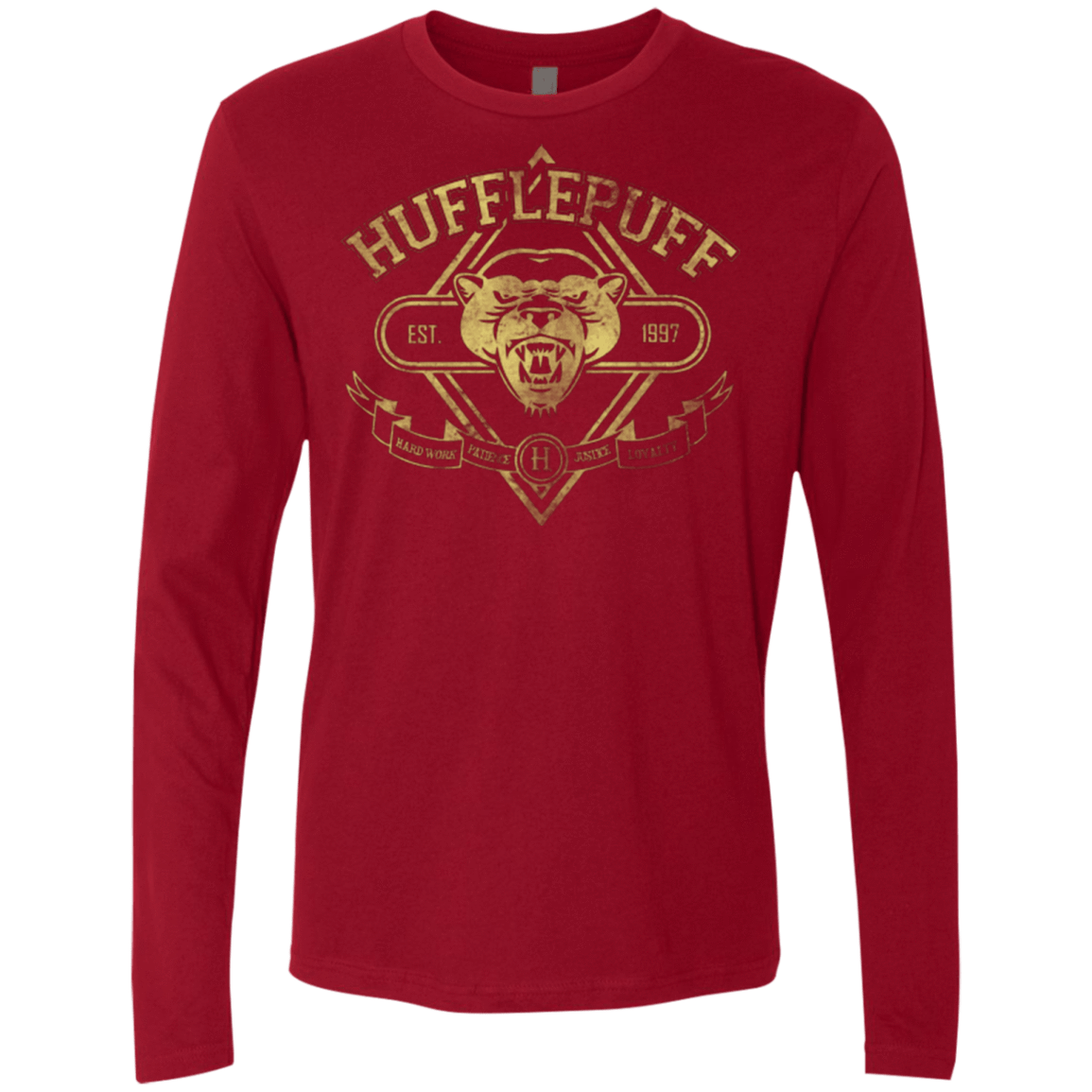 T-Shirts Cardinal / Small HUFFLEPUFF Men's Premium Long Sleeve