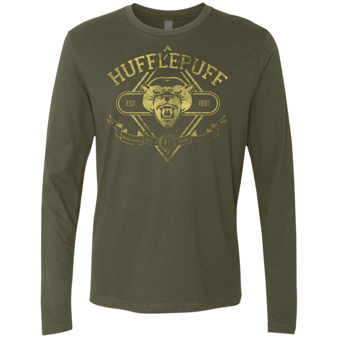 T-Shirts Military Green / Small HUFFLEPUFF Men's Premium Long Sleeve