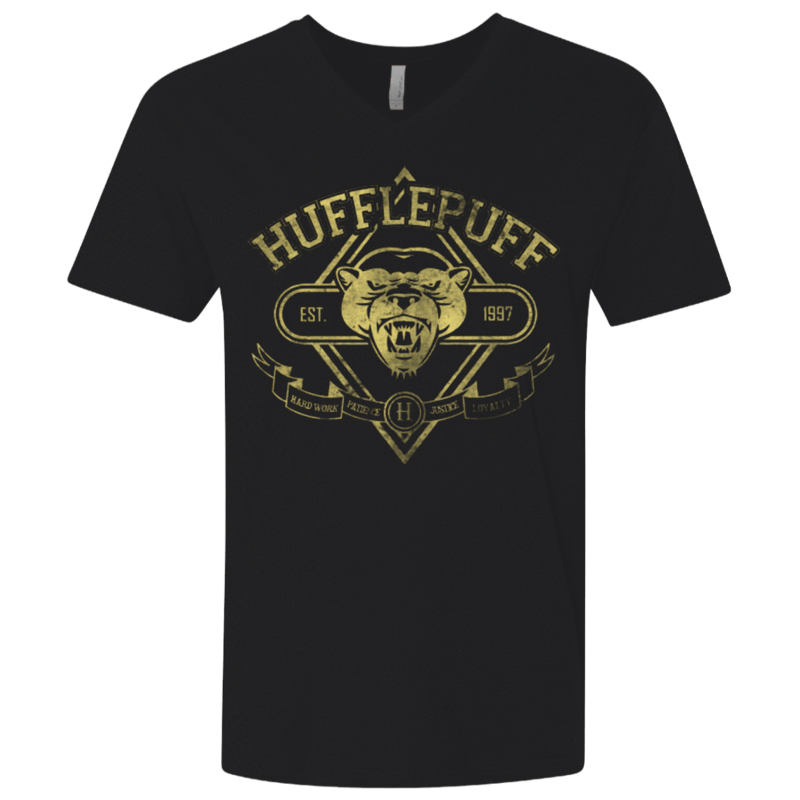 T-Shirts Black / X-Small HUFFLEPUFF Men's Premium V-Neck