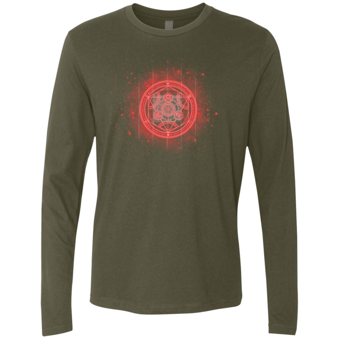 T-Shirts Military Green / Small Human Transmutation Circle Men's Premium Long Sleeve