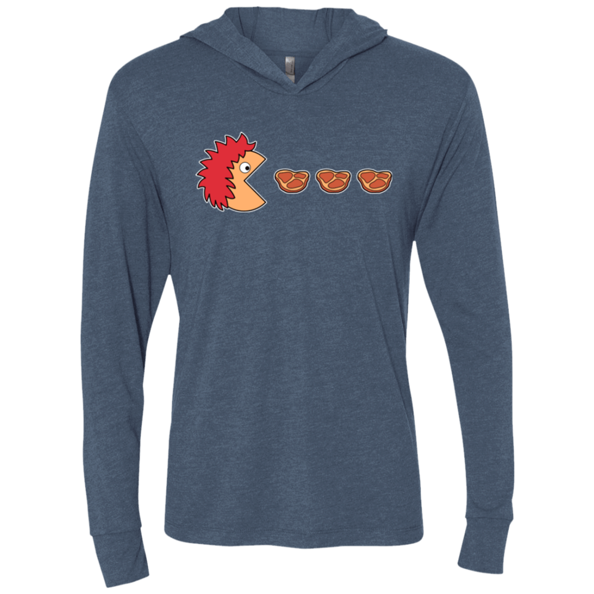 T-Shirts Indigo / X-Small Hungry for ham Triblend Long Sleeve Hoodie Tee