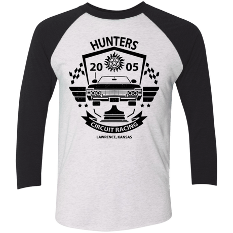 T-Shirts Heather White/Vintage Black / X-Small Hunters Circuit Men's Triblend 3/4 Sleeve