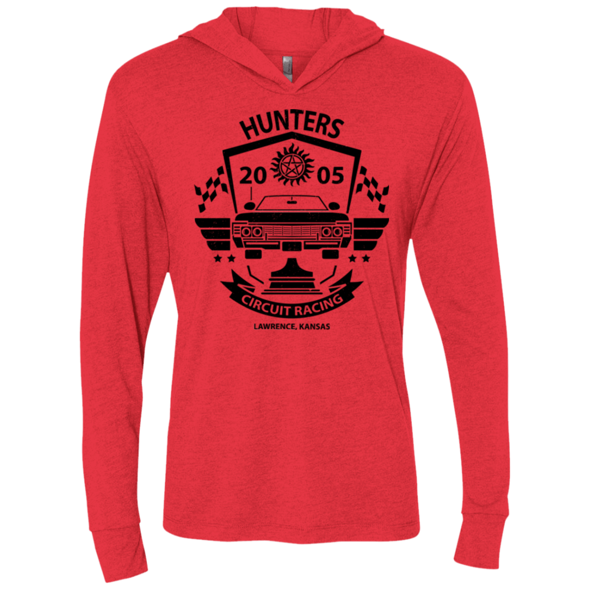 T-Shirts Vintage Red / X-Small Hunters Circuit Triblend Long Sleeve Hoodie Tee