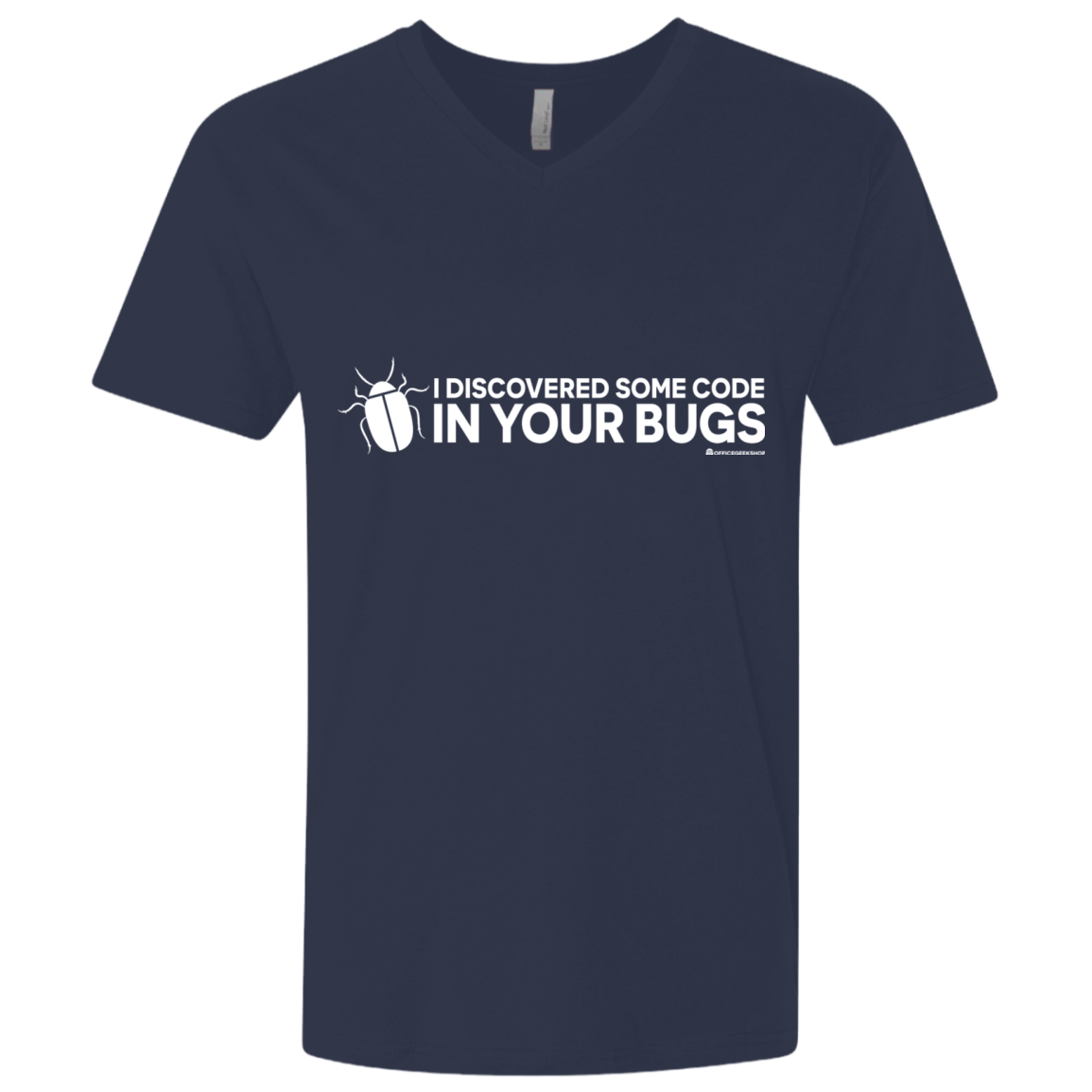 T-Shirts Midnight Navy / X-Small I Discovered Some Code In Your Bugs Men's Premium V-Neck