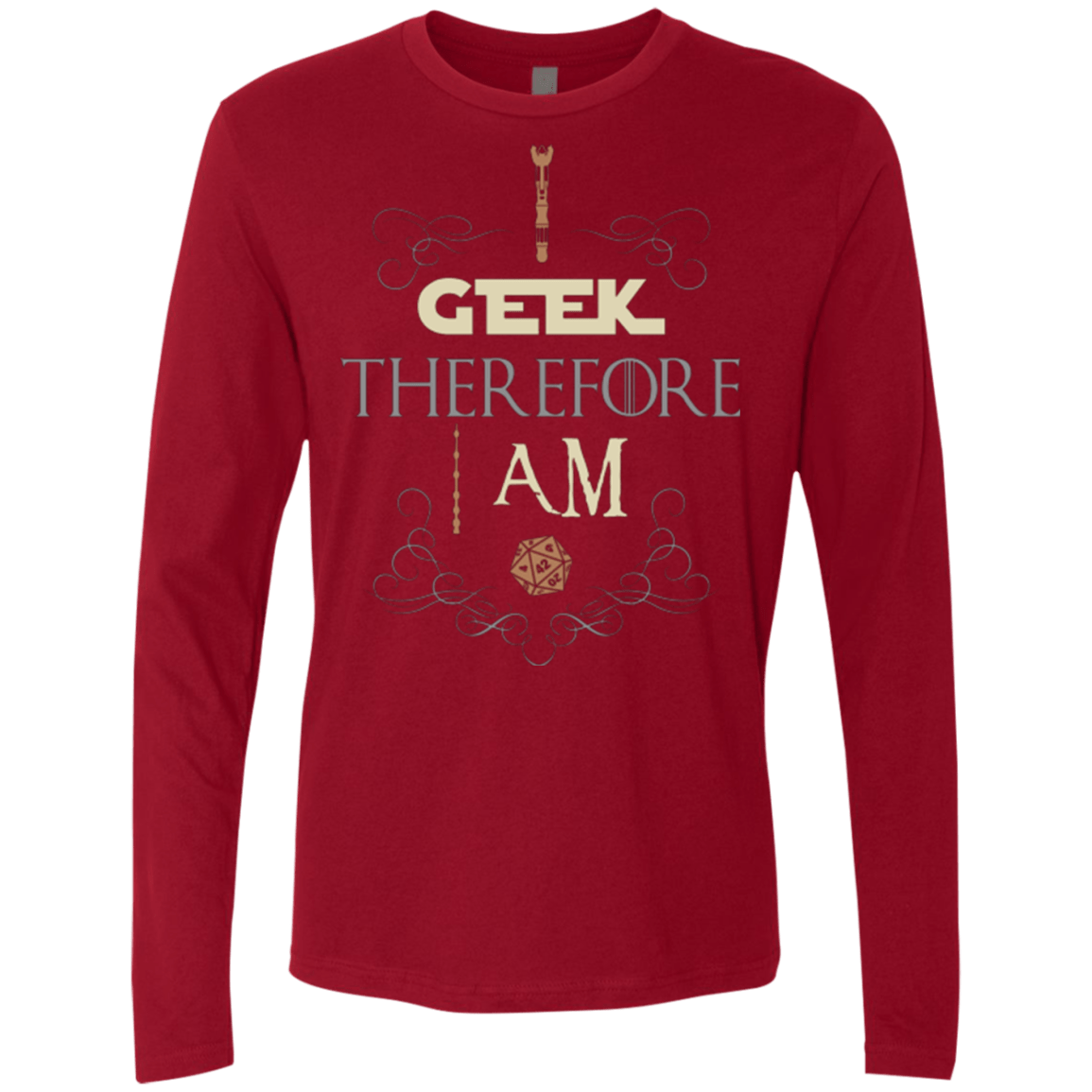 T-Shirts Cardinal / Small I GEEK (1) Men's Premium Long Sleeve