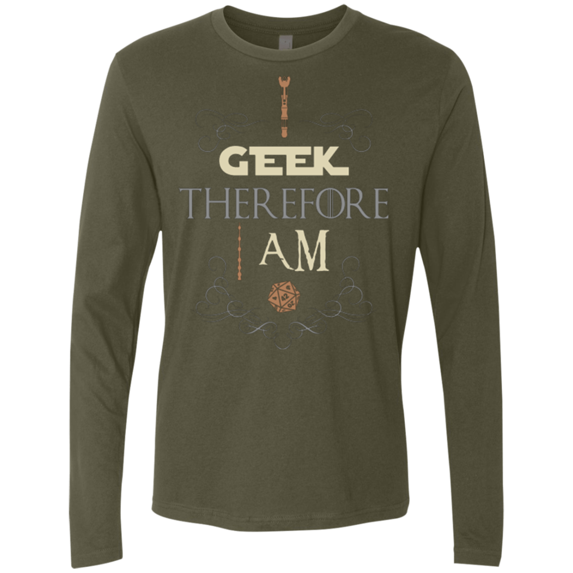 T-Shirts Military Green / Small I GEEK (1) Men's Premium Long Sleeve