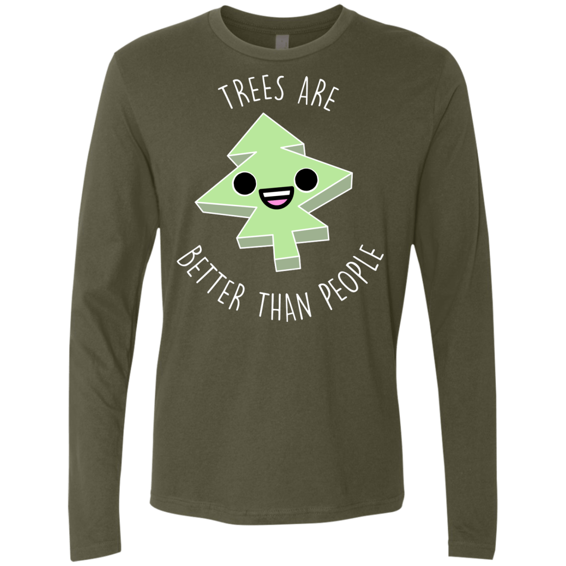 T-Shirts Military Green / S I Like Trees Men's Premium Long Sleeve