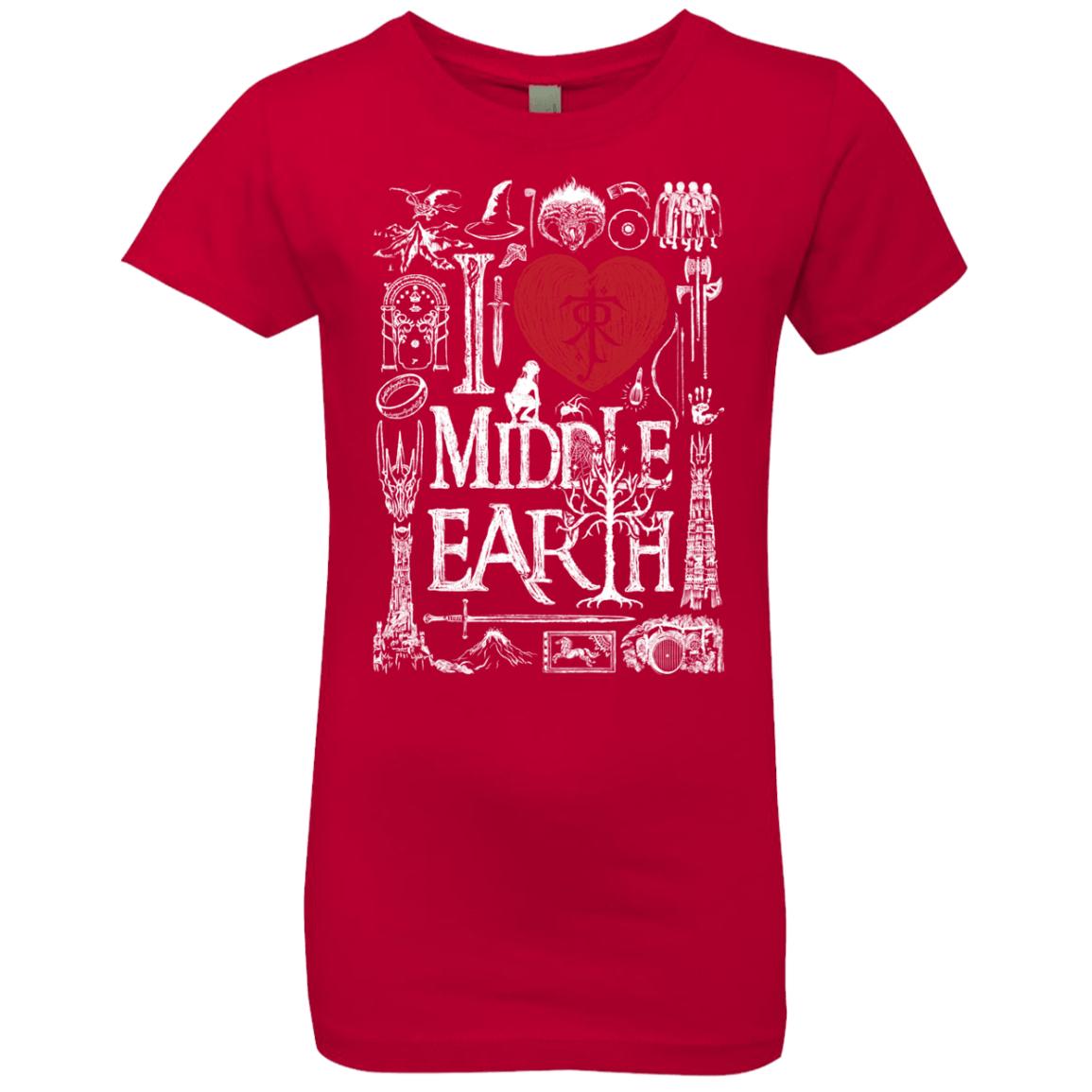 T-Shirts Red / YXS I Love Middle Earth Girls Premium T-Shirt