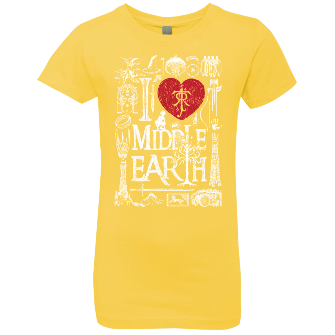 T-Shirts Vibrant Yellow / YXS I Love Middle Earth Girls Premium T-Shirt
