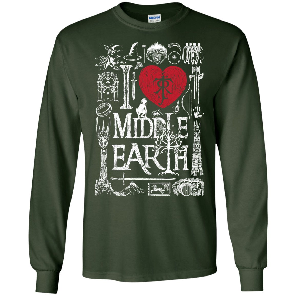 T-Shirts Forest Green / S I Love Middle Earth Men's Long Sleeve T-Shirt