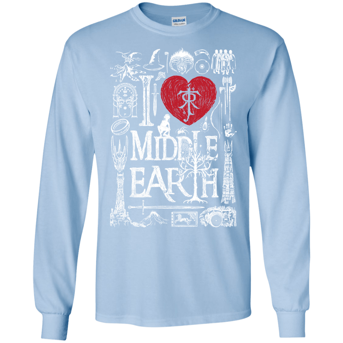 T-Shirts Light Blue / S I Love Middle Earth Men's Long Sleeve T-Shirt