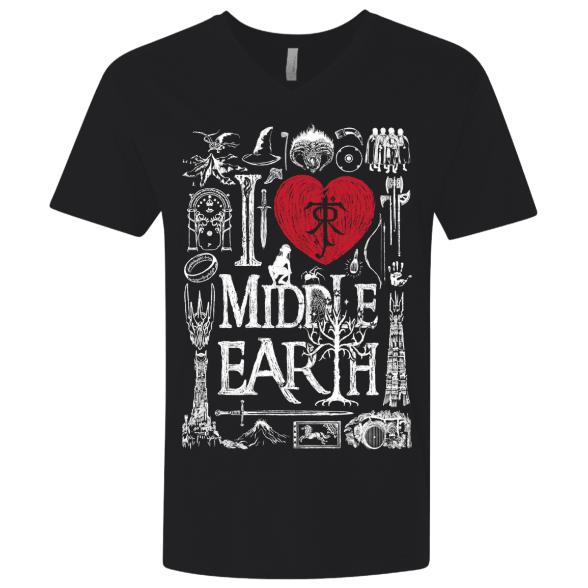 T-Shirts Black / X-Small I Love Middle Earth Men's Premium V-Neck