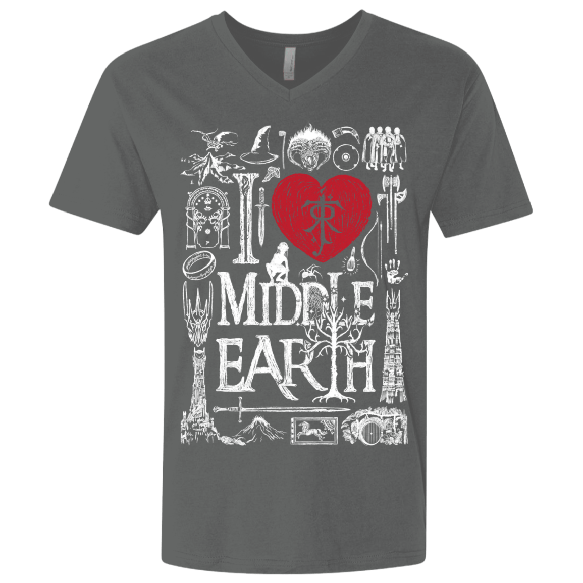T-Shirts Heavy Metal / X-Small I Love Middle Earth Men's Premium V-Neck