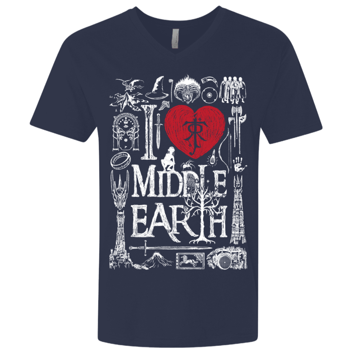 T-Shirts Midnight Navy / X-Small I Love Middle Earth Men's Premium V-Neck