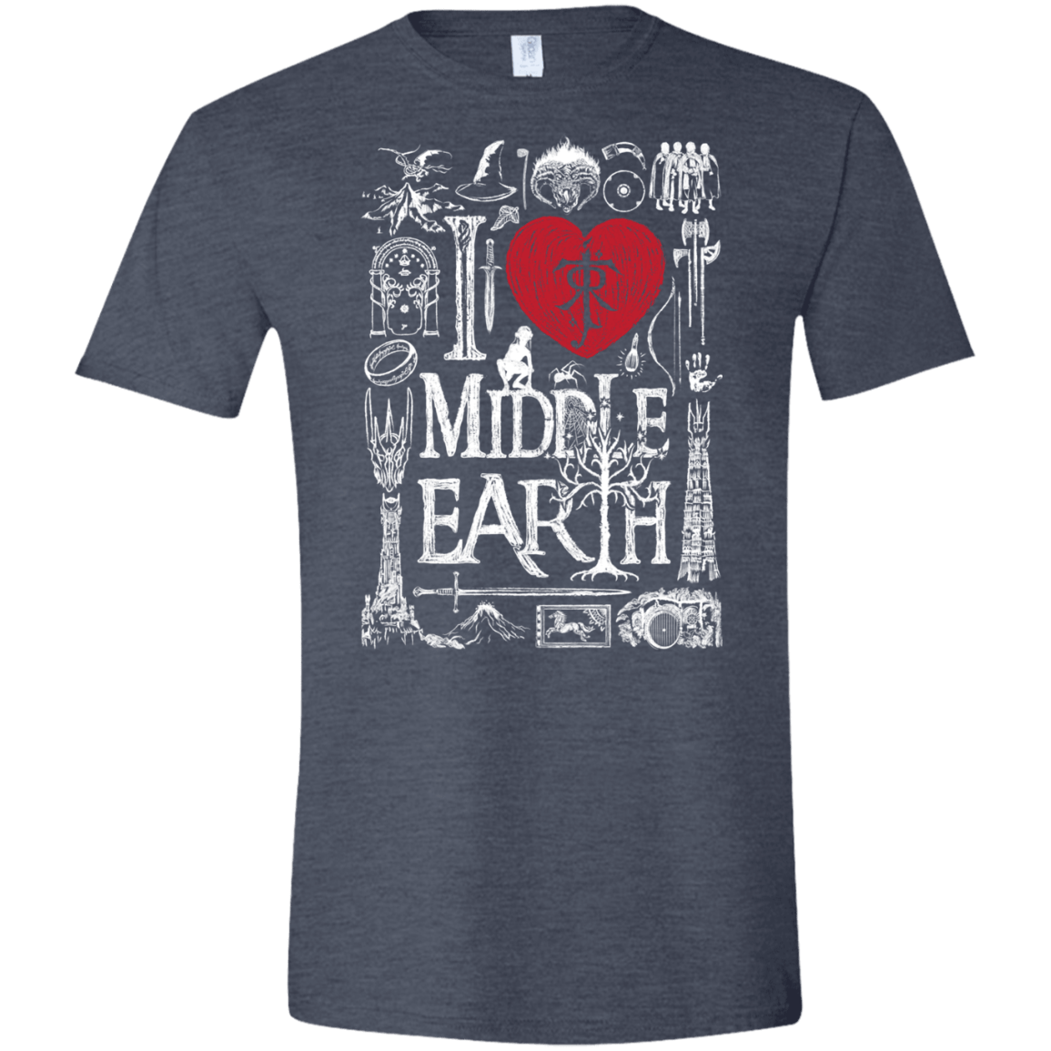 T-Shirts Heather Navy / S I Love Middle Earth Men's Semi-Fitted Softstyle