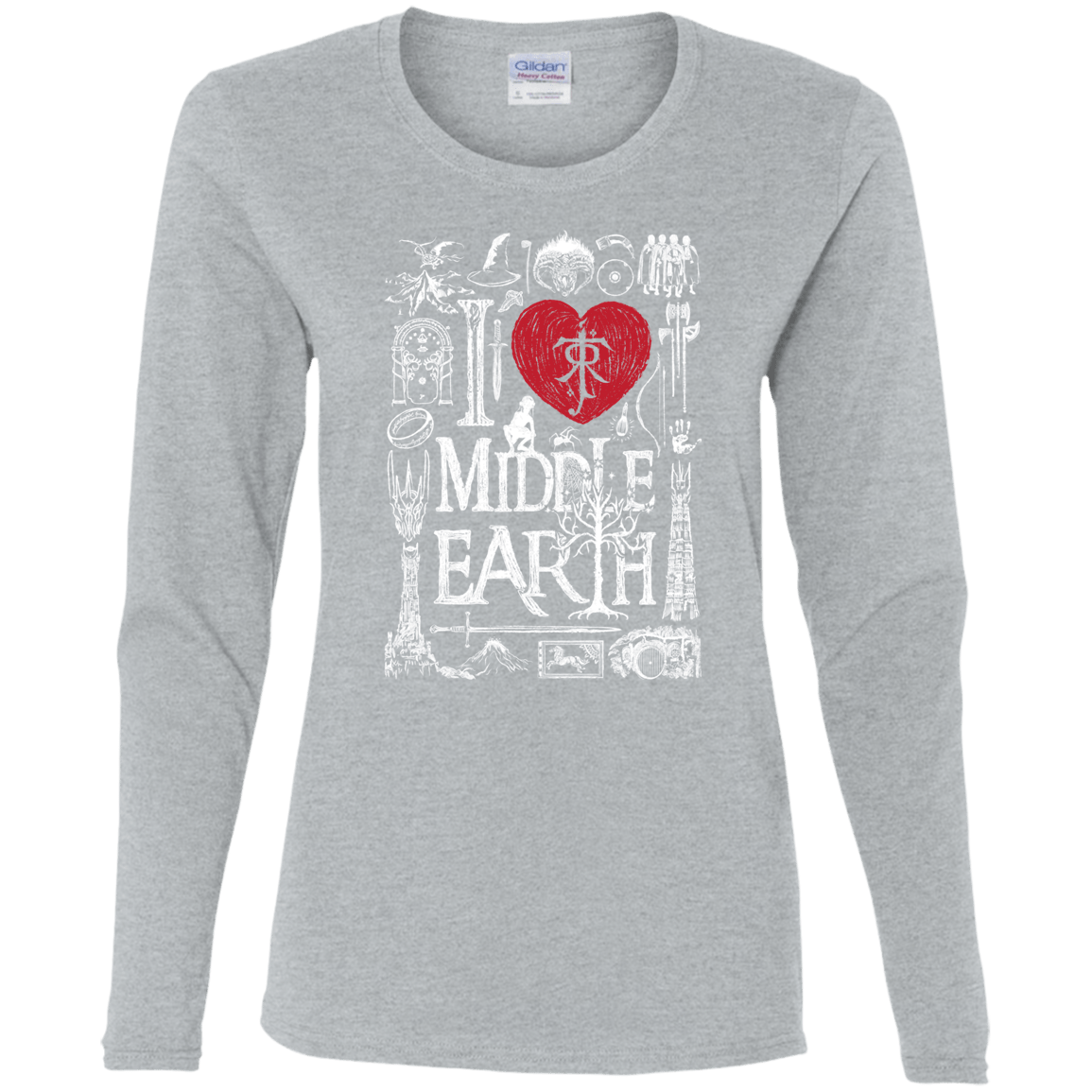 T-Shirts Sport Grey / S I Love Middle Earth Women's Long Sleeve T-Shirt