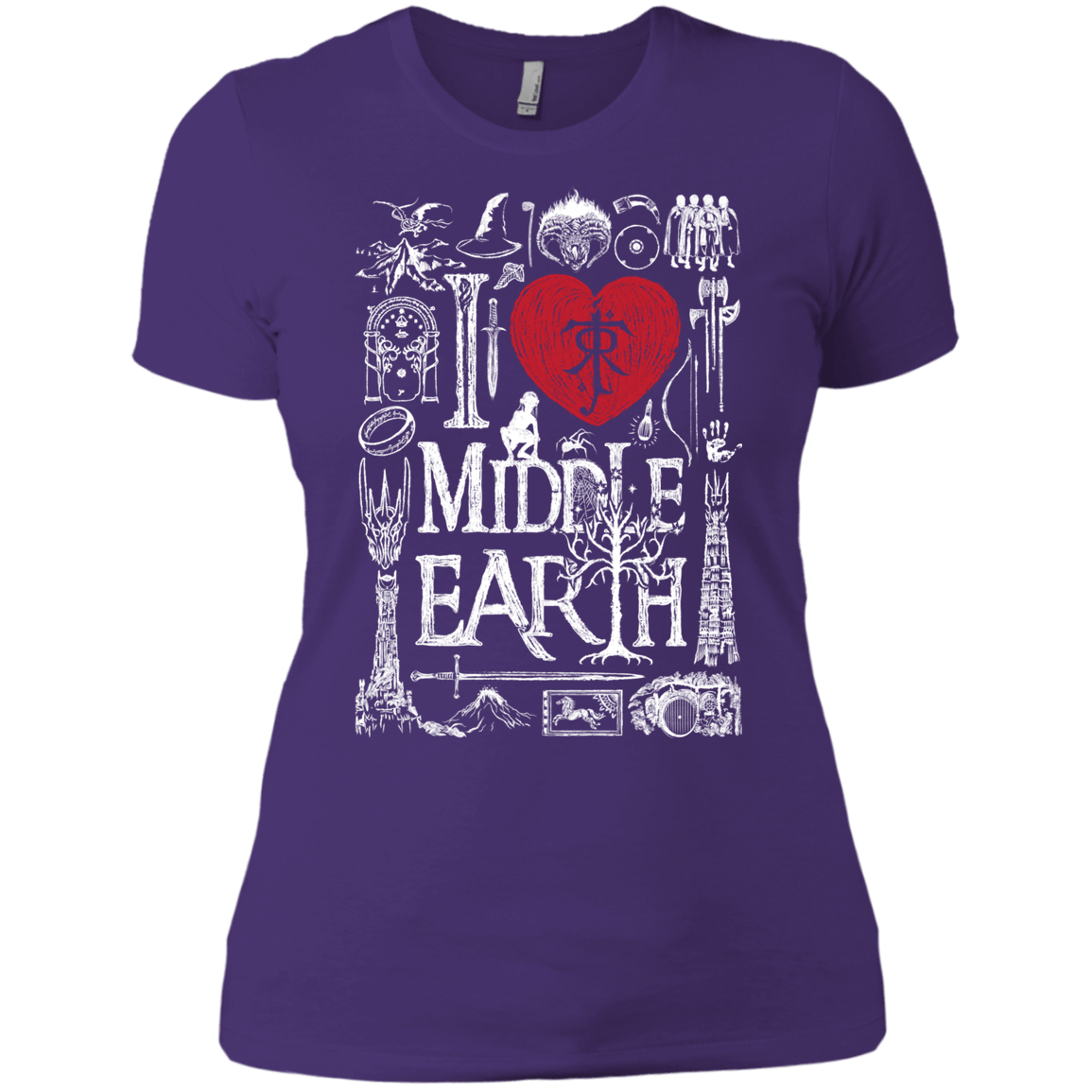T-Shirts Purple Rush/ / X-Small I Love Middle Earth Women's Premium T-Shirt
