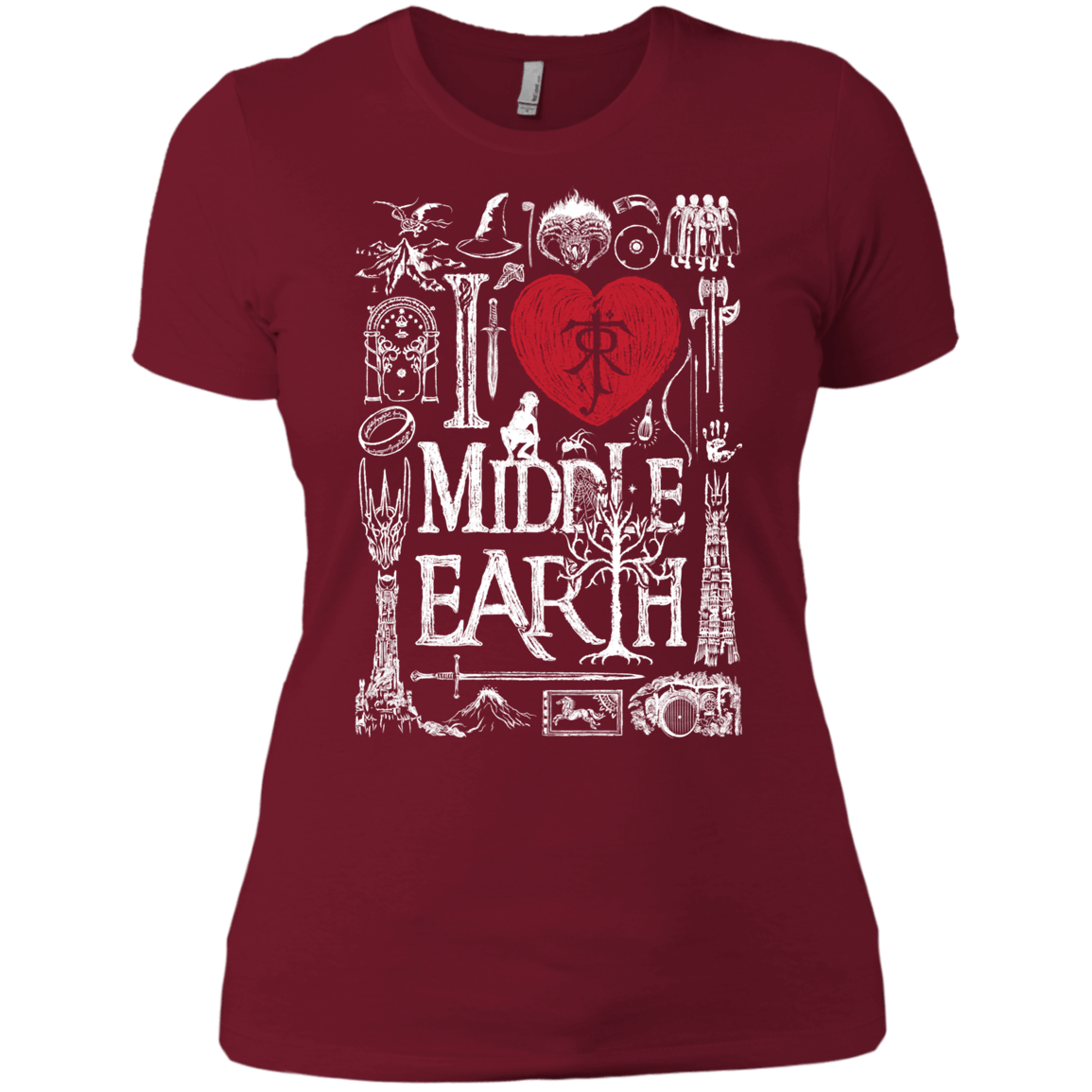 T-Shirts Scarlet / X-Small I Love Middle Earth Women's Premium T-Shirt