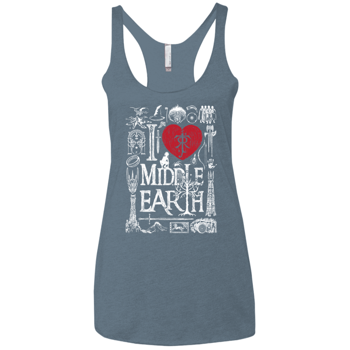 T-Shirts Indigo / X-Small I Love Middle Earth Women's Triblend Racerback Tank
