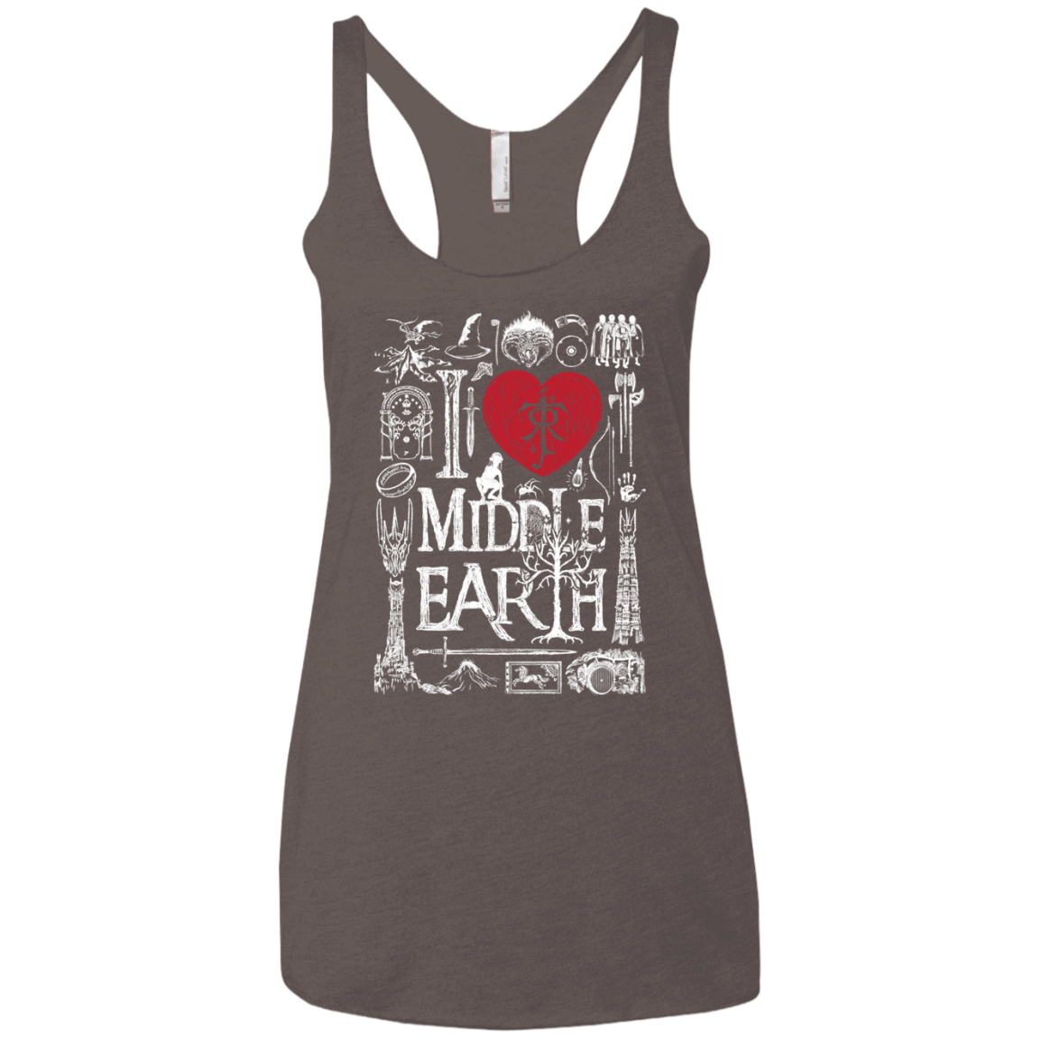 T-Shirts Macchiato / X-Small I Love Middle Earth Women's Triblend Racerback Tank