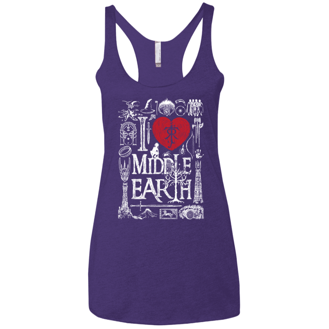 T-Shirts Purple Rush / X-Small I Love Middle Earth Women's Triblend Racerback Tank