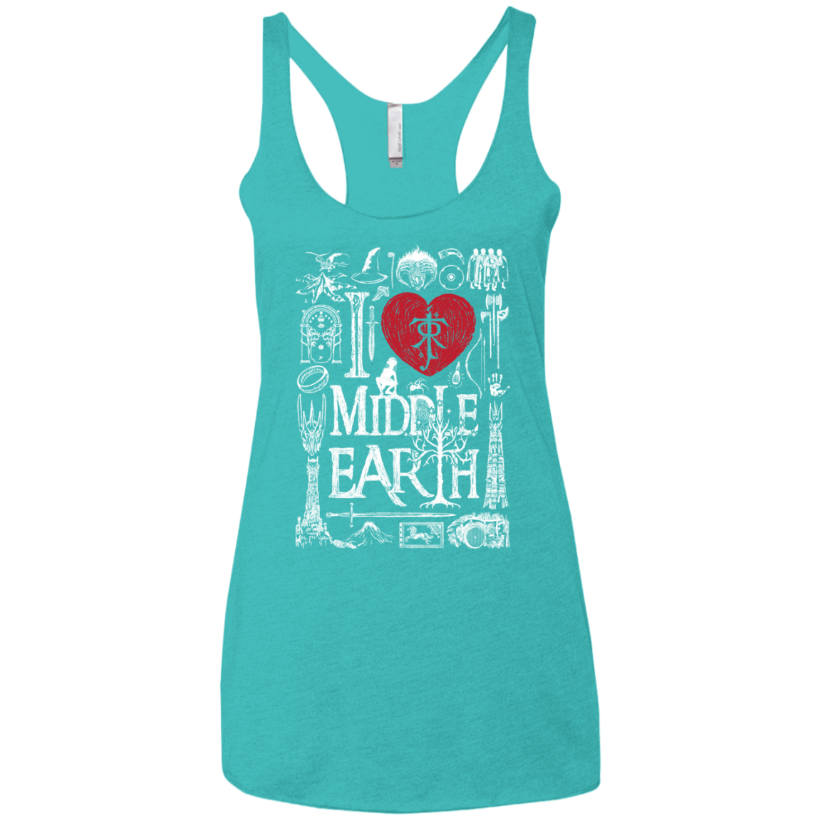 T-Shirts Tahiti Blue / X-Small I Love Middle Earth Women's Triblend Racerback Tank