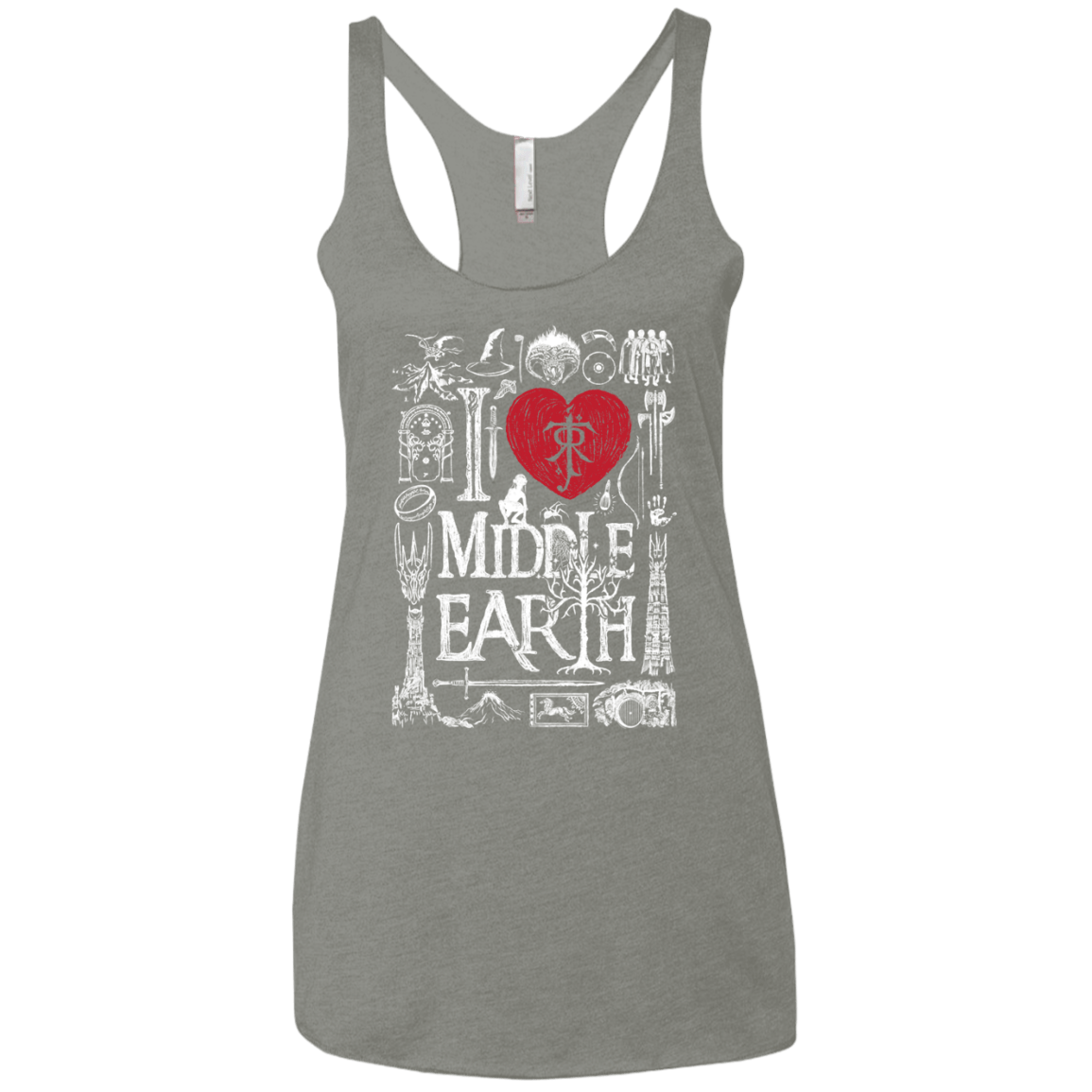 T-Shirts Venetian Grey / X-Small I Love Middle Earth Women's Triblend Racerback Tank