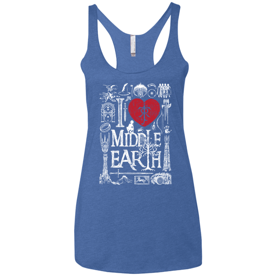 T-Shirts Vintage Royal / X-Small I Love Middle Earth Women's Triblend Racerback Tank