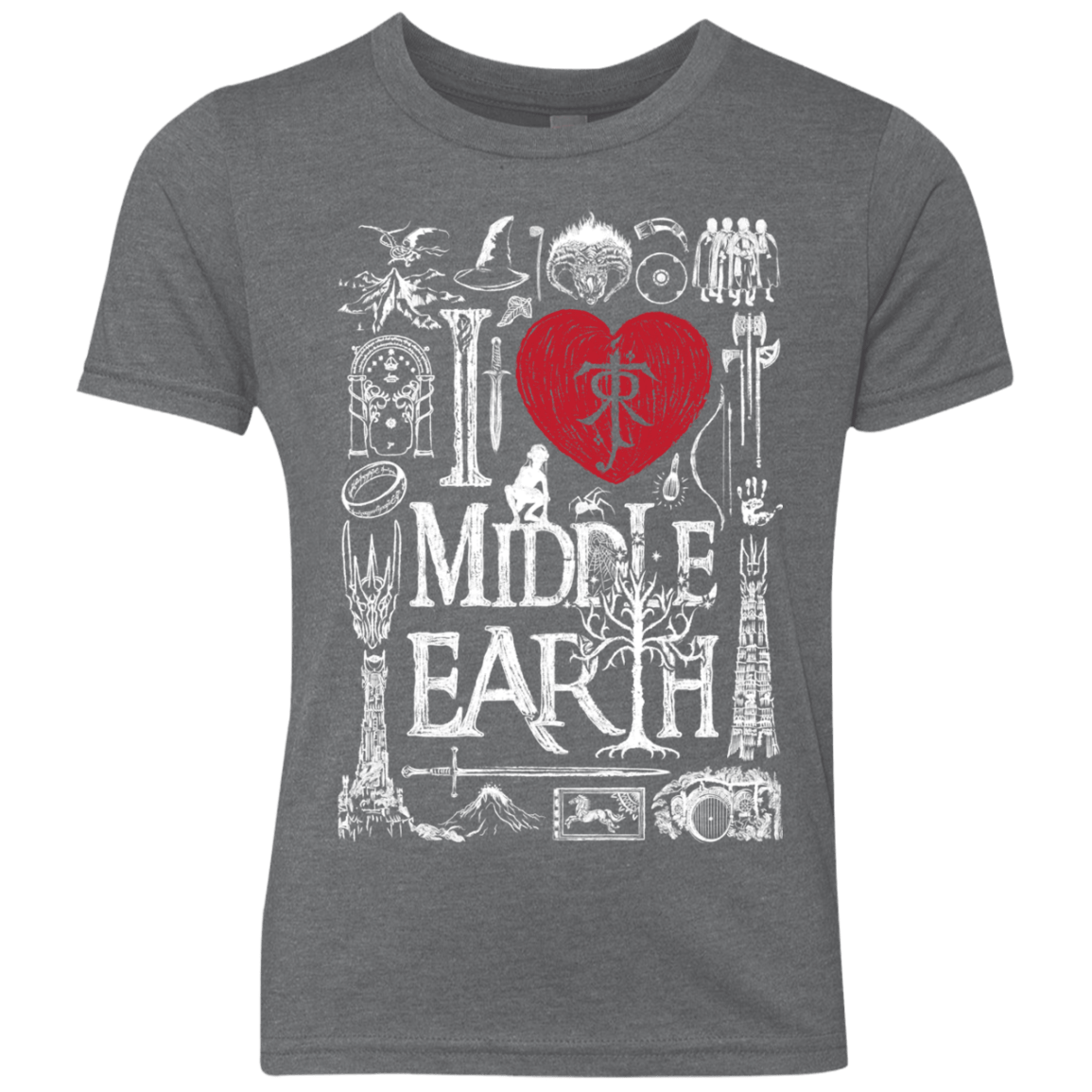 T-Shirts Premium Heather / YXS I Love Middle Earth Youth Triblend T-Shirt
