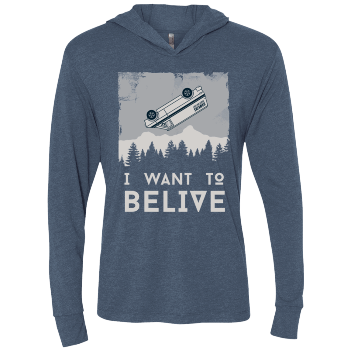 T-Shirts Indigo / X-Small I Want to Believe Triblend Long Sleeve Hoodie Tee