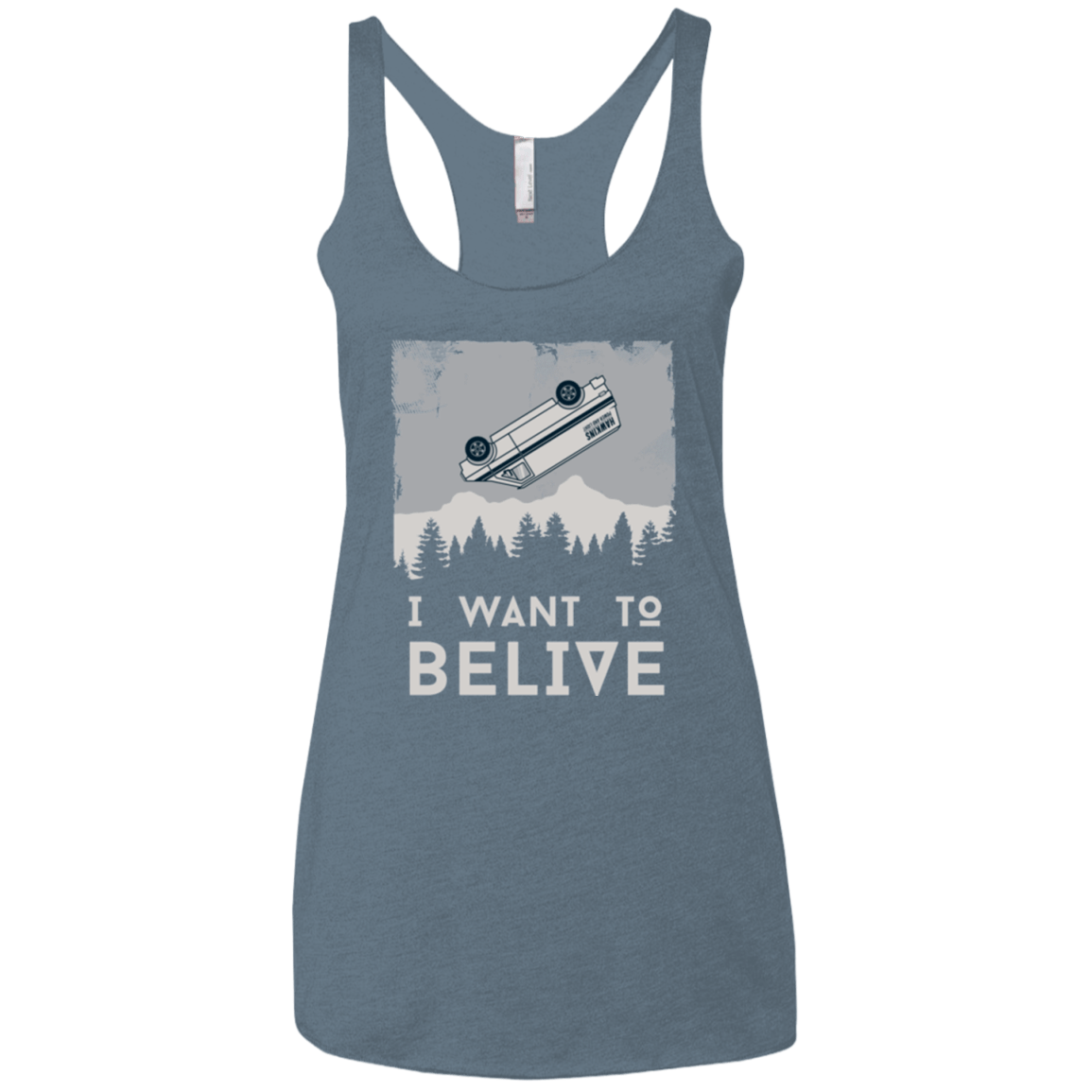 T-Shirts Indigo / X-Small I Want to Believe Women's Triblend Racerback Tank