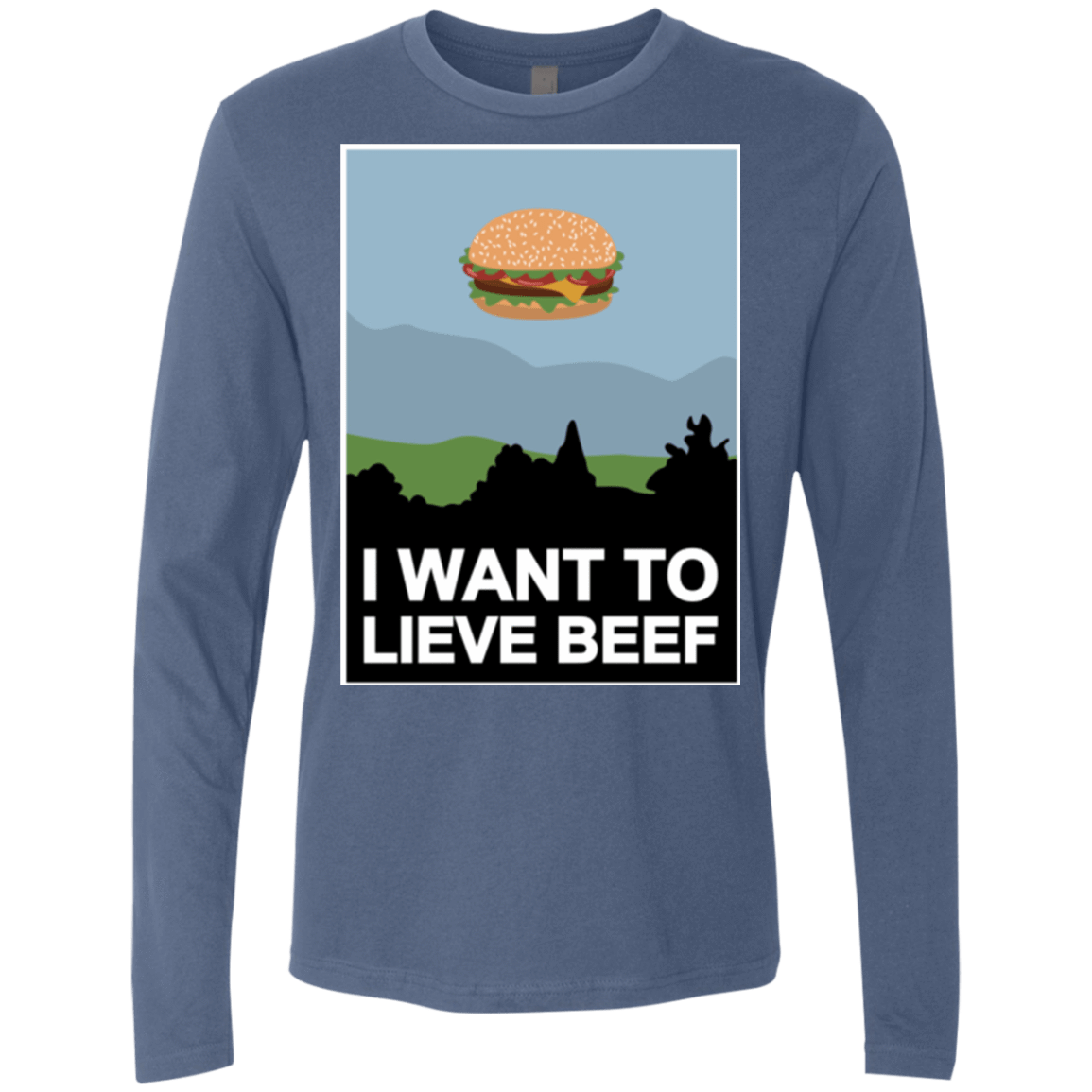 T-Shirts Indigo / Small I want to lieve beef Men's Premium Long Sleeve