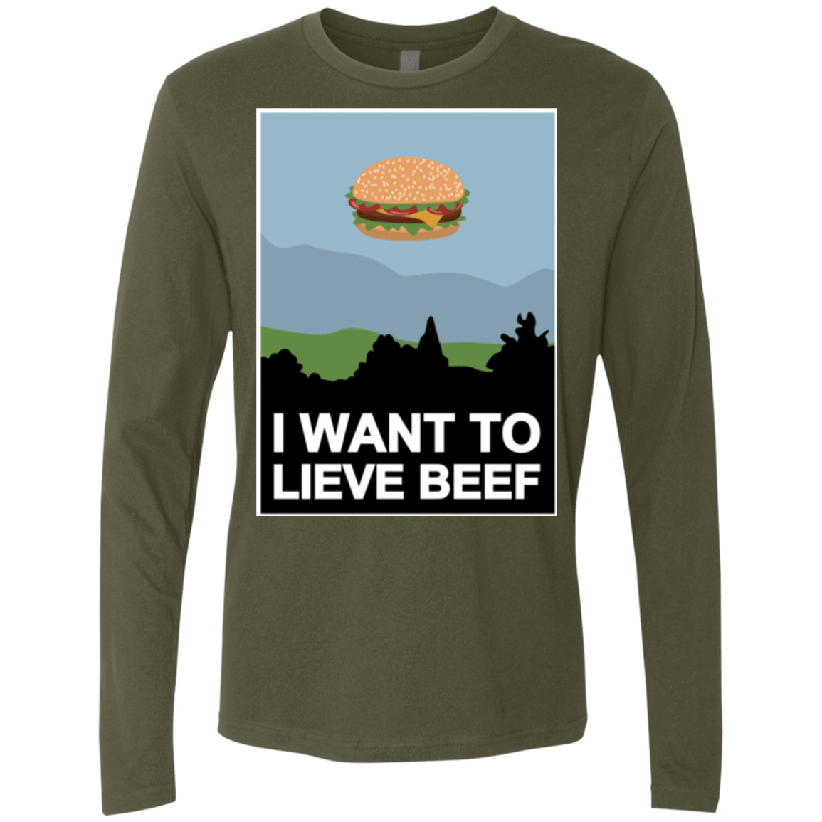T-Shirts Military Green / Small I want to lieve beef Men's Premium Long Sleeve
