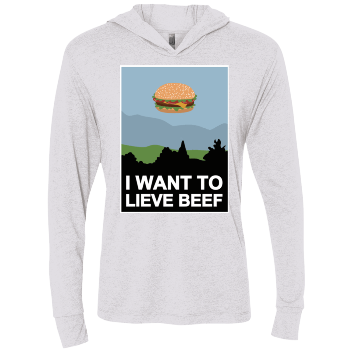 T-Shirts Heather White / X-Small I want to lieve beef Triblend Long Sleeve Hoodie Tee
